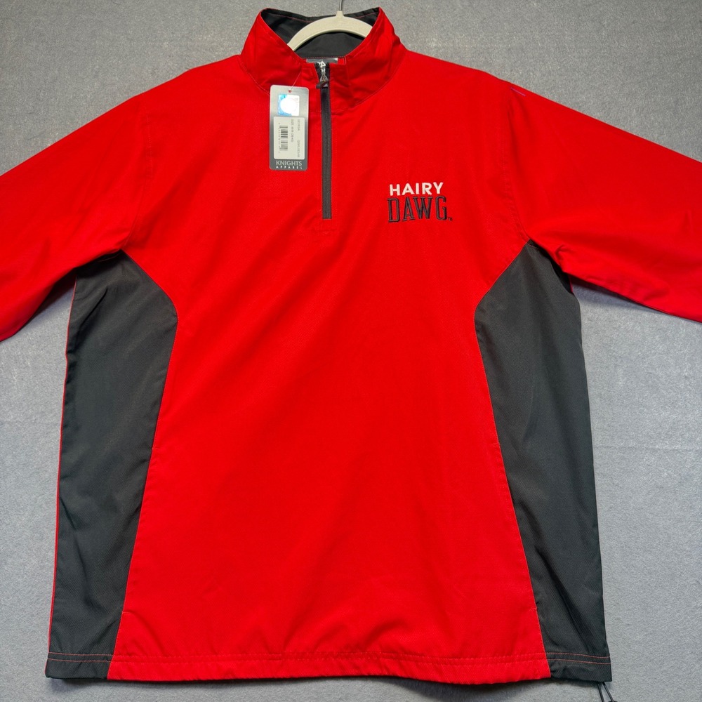 Knights Apparel Georgia Bulldogs Hairy Dawg Red Quarter Zip Windbreaker Mens M